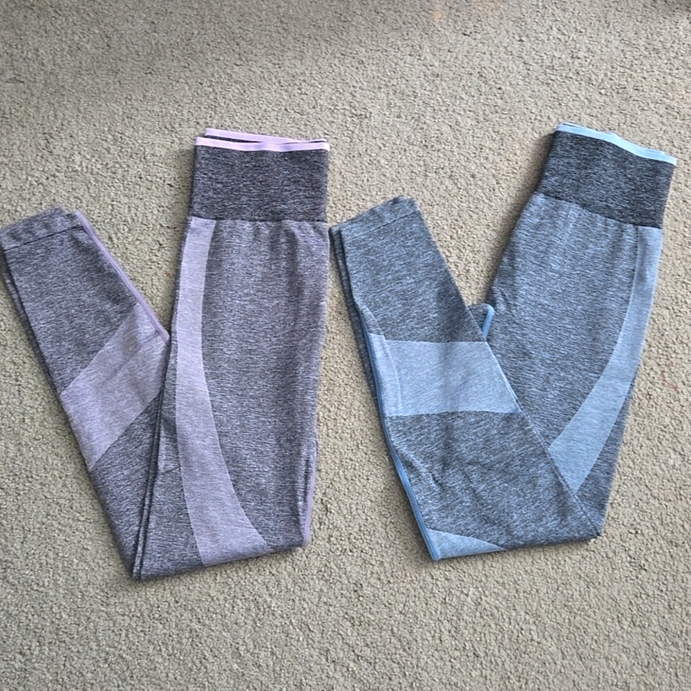 PINK Victoria Secret Seamless Purple and Blue Leggings